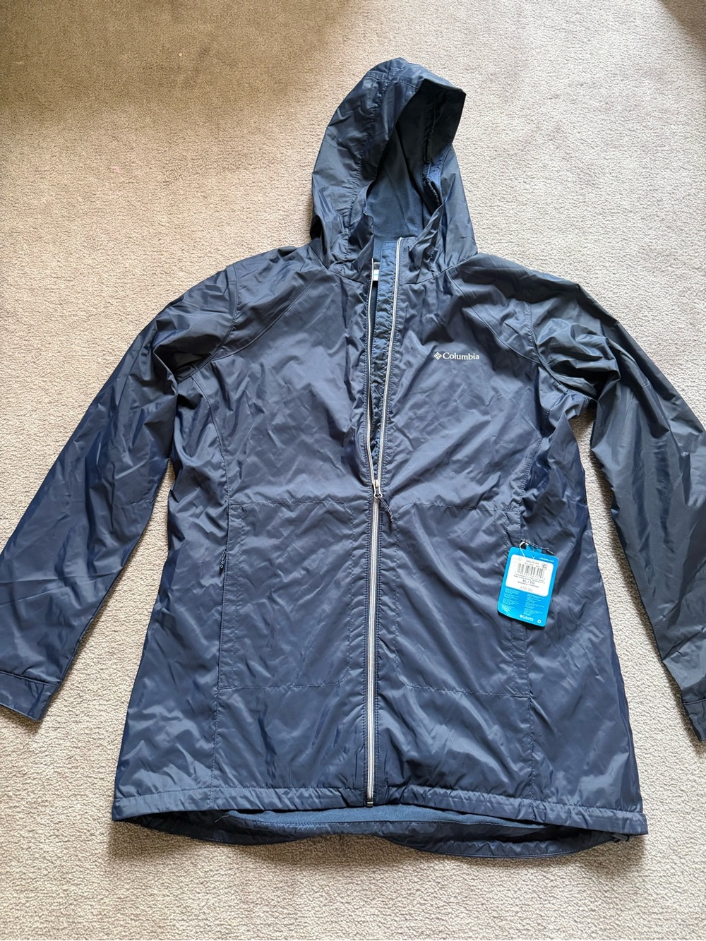 Columbia Navy Hooded Rain/wind breaker